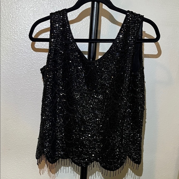Elegant Black Sequin Tank Top - Picture 1 of 6